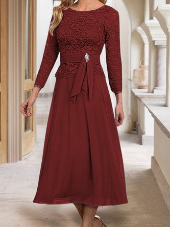 Loose Chiffon Urban  Crew Neck Dress