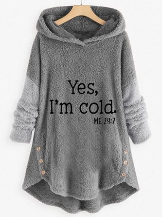 Casual Long Sleeve Hoodie Printed Top