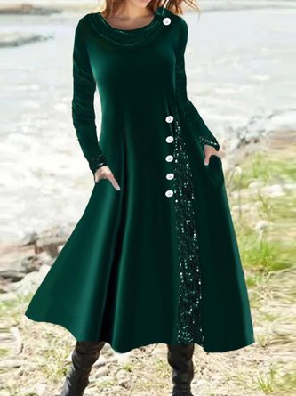 Christmas Velvet Panel Sequin Dress