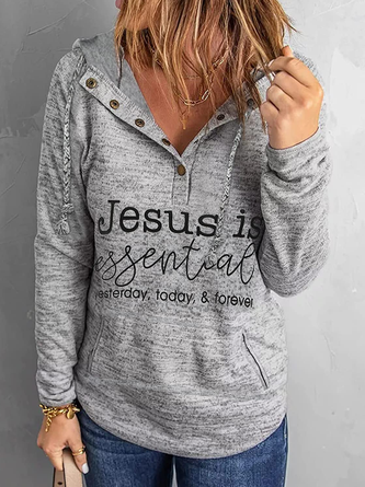 Casual Text Letters Hoodie Sweatshirt