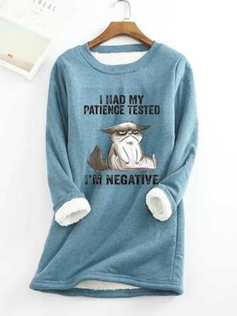 Womens I Had My Patience Tested I'm Negative Cat Png Fun Fleece Thermal Sweatshirt