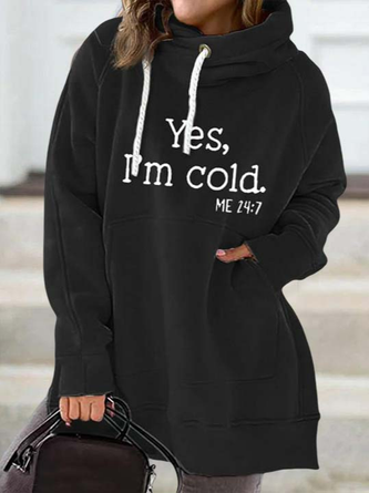 Casual Loose Letter Print Hooded Long Sleeve Sweatshirt