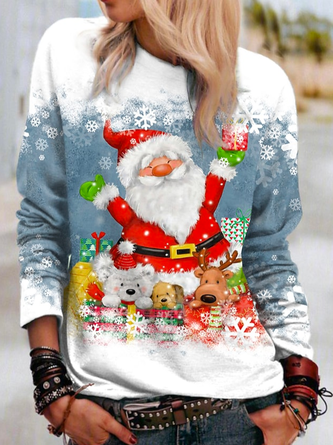 Casual Crew Neck Christmas Loose Sweatshirt