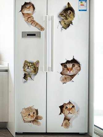 Fun Wall Breaking Cat Decorative Sticker