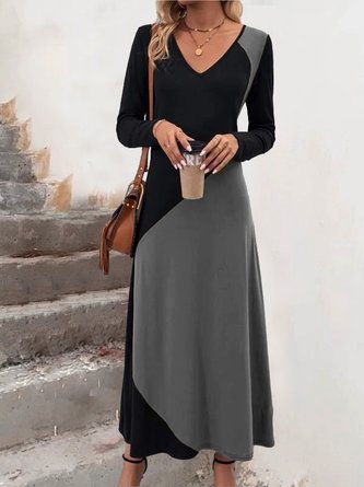 Color Block V Neck Tee Dress
