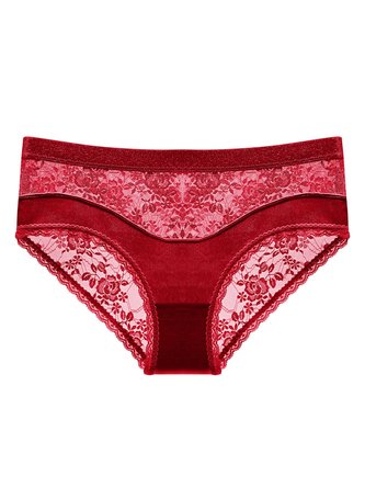 Sexy Lace Satin Low Waist Briefs Plus Size