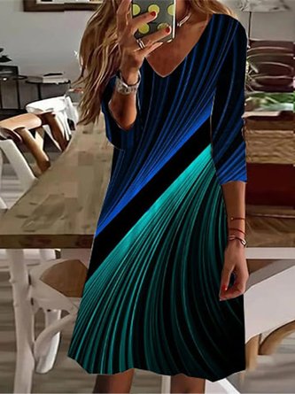 V Neck Loose Psychedelic Art Casual Dress
