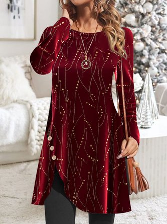 velvet bronzing christmas tunic button-up top