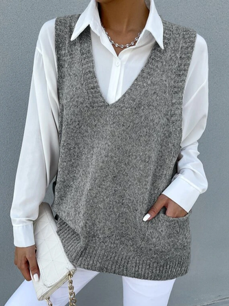 V Neck Casual Loose Sweater