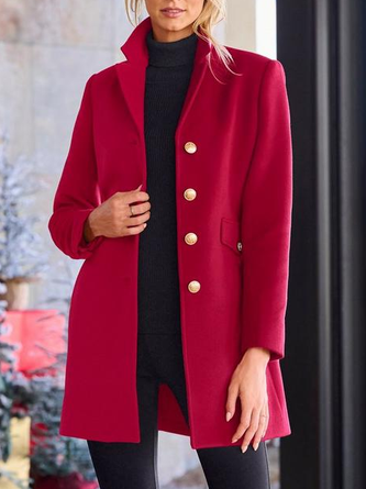 Lapel Collar Plain Casual Loose Overcoat