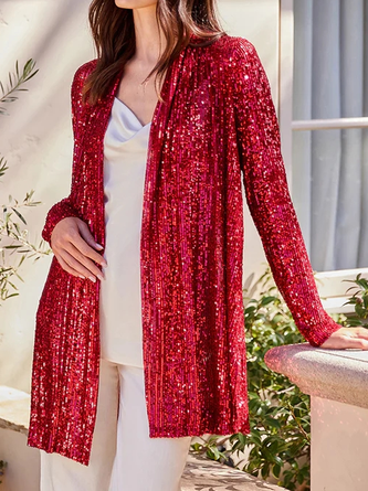 Glitter Casual Loose Other Coat