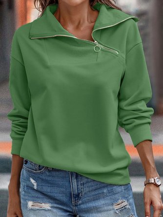 womens zip up plain causal vacation long sleeve fall&winter Sweatshirt