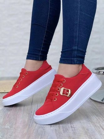 Casual Lightweight Buckle Lace Up Platform Shoes