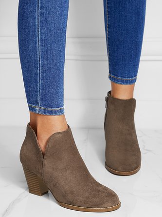 Solid Suede Casual Ankle Boots