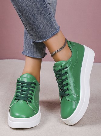 Green Leather Platform Sneakers