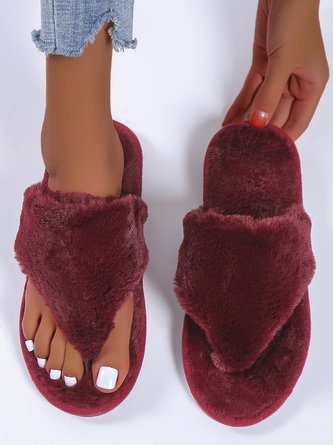 Plush Warm Household Flip Flops