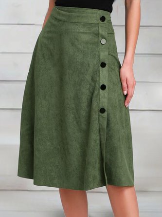 Buttoned Loose Casual Skirt