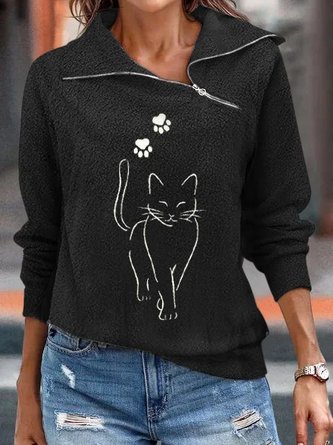 Fluff/Granular Fleece Fabric Casual Sweatshirt