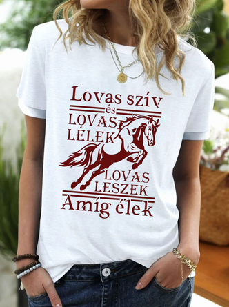 Crew Neck Text Letters Loose Casual Top