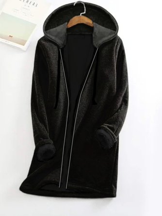 Women's Casual Hooded Fleece Thermal Zip Up Jacket