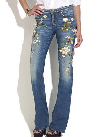 Regular Fit Floral Casual Jeans