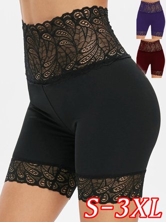 Lace High Waist Hip Lift Slim Solid Color Breathable Leggings