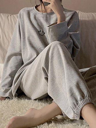 Comfortable and Soft Tops Pants Homewear Two-piece Set Plus Size
