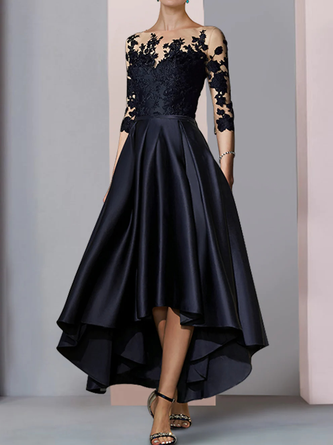 Elegant Lace Plain Boat Neck Dress Wedding Dress