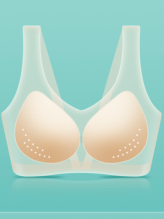 V Neck Plain Casual Sports Bra