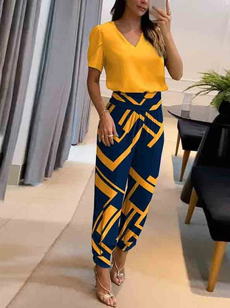 Geometric Loose Casual Two-Piece Set