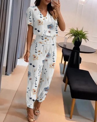 Casual Floral Loose Two-Piece Set