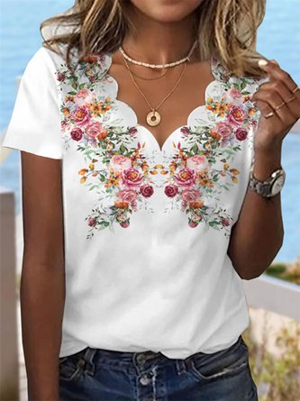 Plus Size Floral Devore Casual Shirt