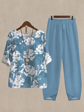 Loose Crew Neck Casual Two-Piece Set