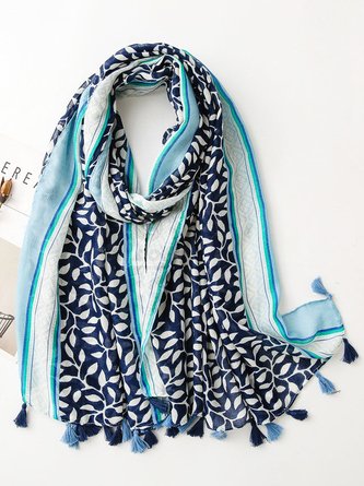 Beach Vacation Botanical Floral Long Silk Scarf Boho Women's Accessories