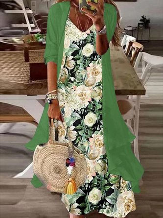 Wrap Casual Floral Two-Piece Set