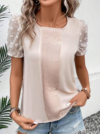 Crew Neck Casual Loose Plain Shirt
