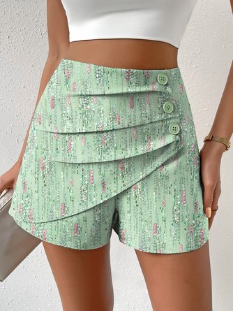 Casual Regular Fit Abstract Buckle Shorts
