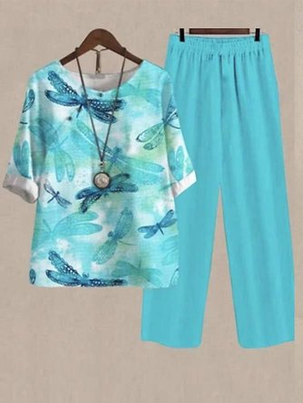 V Neck Loose Casual Two-Piece Set