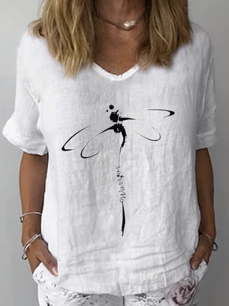 Dragonfly Casual Linen Loose Shirt
