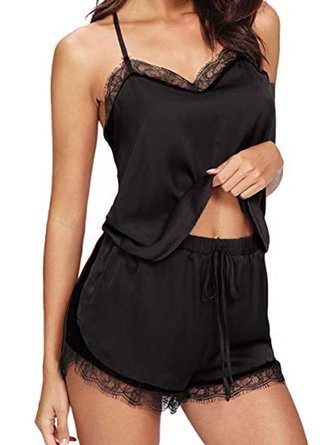Women's Breathable Comfortable Sexy Lace Silk Pajama Set