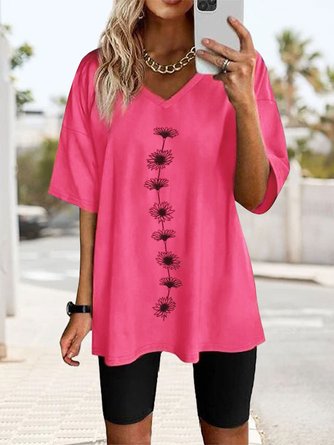 Casual Crew Neck Floral Two-Piece Set
