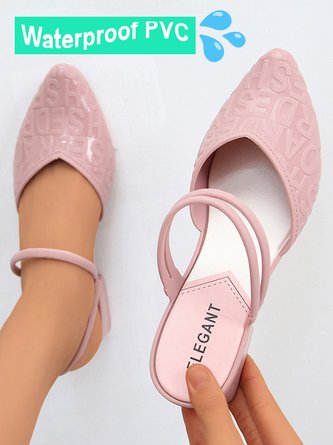 Waterproof PVC Letter Embossed Upper Reversible Mules