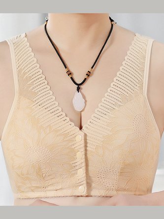 Breathable Cotton Lace Front Button Bra & Bralette