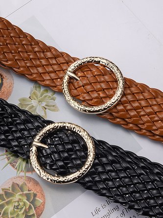 Regular Casual Faux Leather Woven Belt