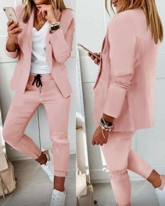 Casual Shawl Collar Regular Fit Two-Piece Set
