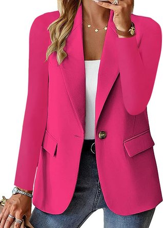 Lapel Collar Casual Plain Blazer