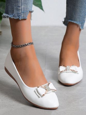 Women Rhinestone Bow Decor Fashionable Shallow Shoes