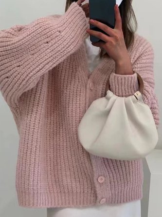 Others Casual Wool/Knitting Plain Cardigan