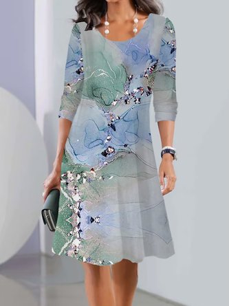 Crew Neck Casual Dress With No