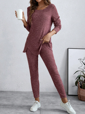 Casual Crew Neck Knitted Two-Piece Set